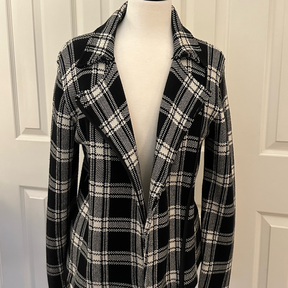Chaps Plaid Offset Zipper Jacket